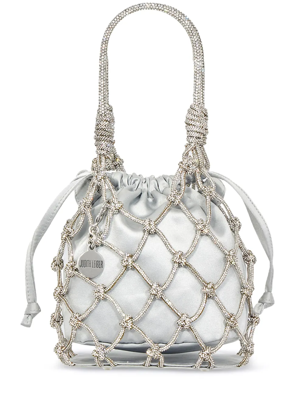 Judith Leiber rhinestone-embellished satin tote bag | Neutrals | Image 1