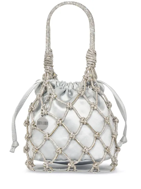 Judith Leiber rhinestone-embellished satin tote bag
