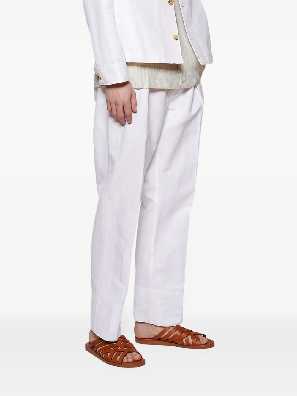 Loro Piana Bayonne geweven slippers L08P WARM TAN