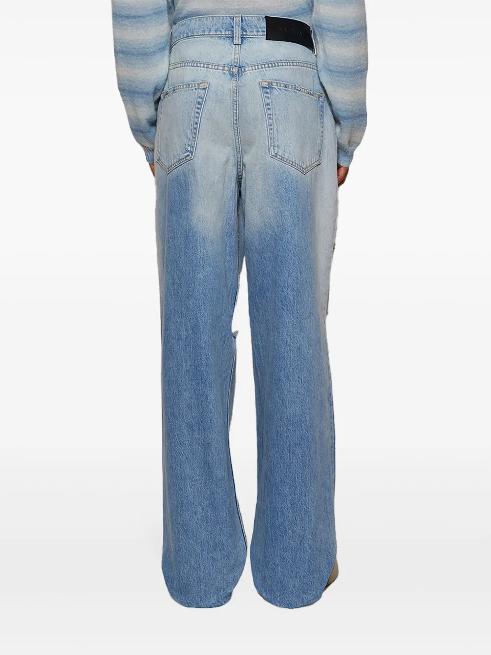 Nahmias Gerafelde jeans met stonewashed effect Blauw