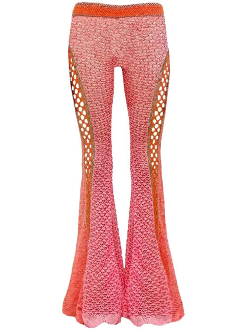 Pantalon en maille ajourée à coupe évasée - Roberta Einer - Modalova