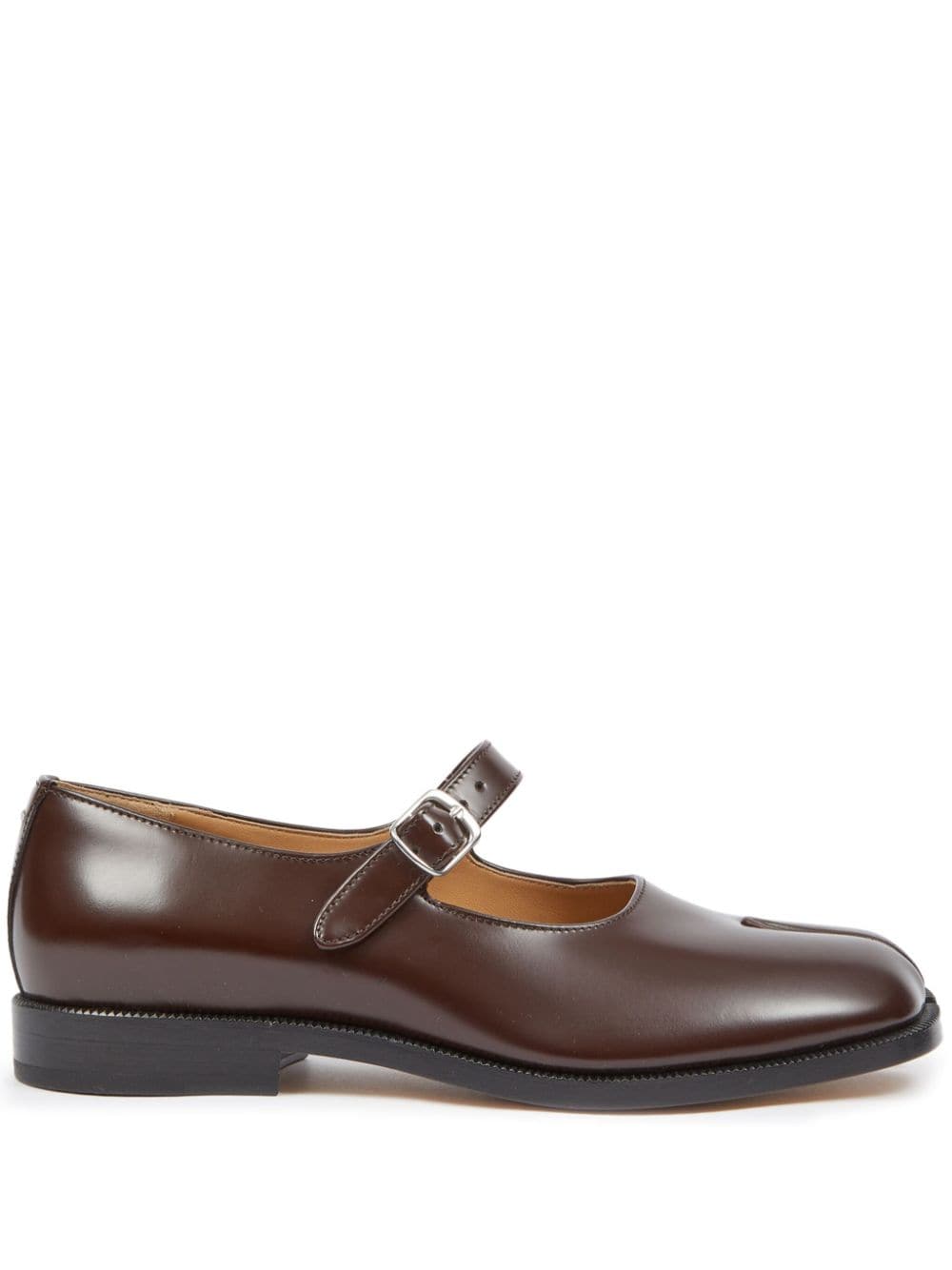 Shop Maison Margiela Tabi Leather Mary Janes In Brown
