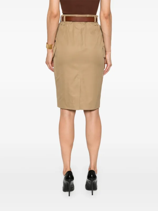 スカート SAINT LAURENT BROWN COTTON SKIRT Saint Laurent Cotton Midi Skirt | Brown | FARFETCH