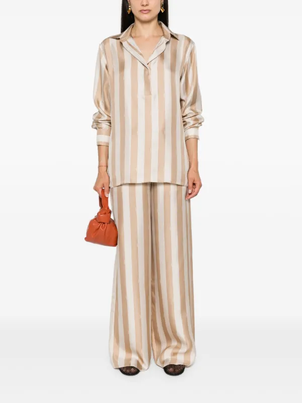 FENDI Pequin-stripe Silk Shirt | Neutrals | FARFETCH