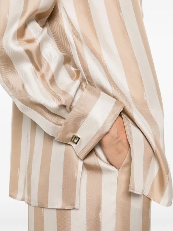 FENDI Pequin-stripe Silk Shirt | Neutrals | FARFETCH
