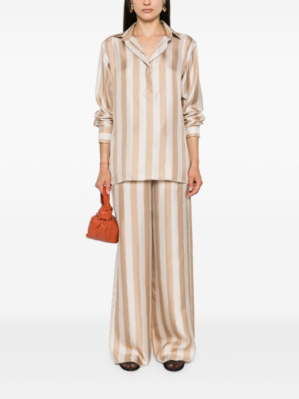 FENDI Pequin-stripe Silk Palazzo Pants - Farfetch