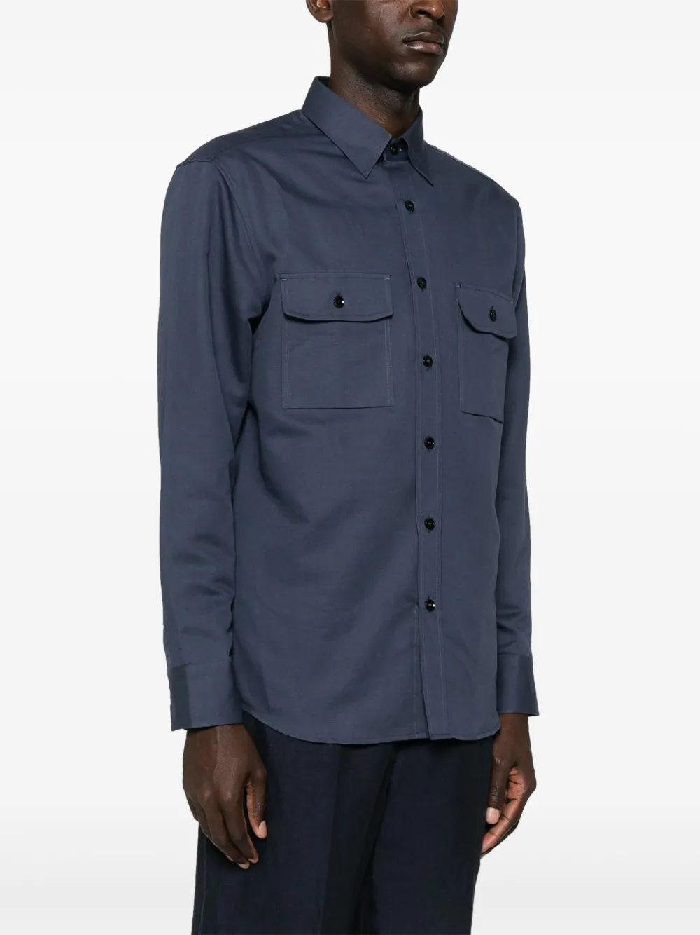 Brioni Overhemd van katoen-linnenblend Blauw