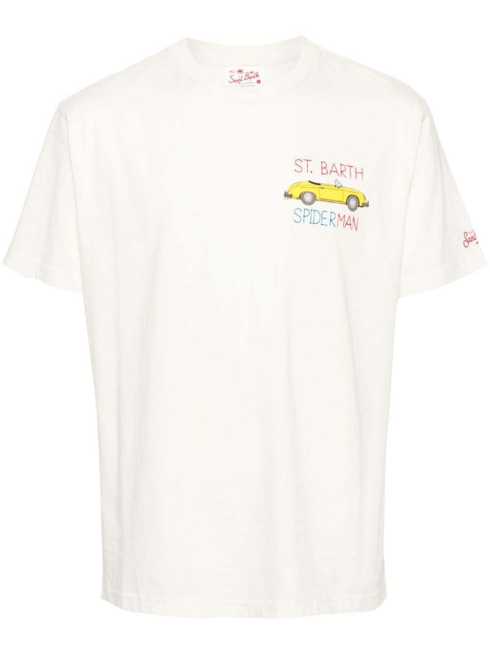 Mc2 Saint Barth Speed Man Car-print T-shirt In Neutrals