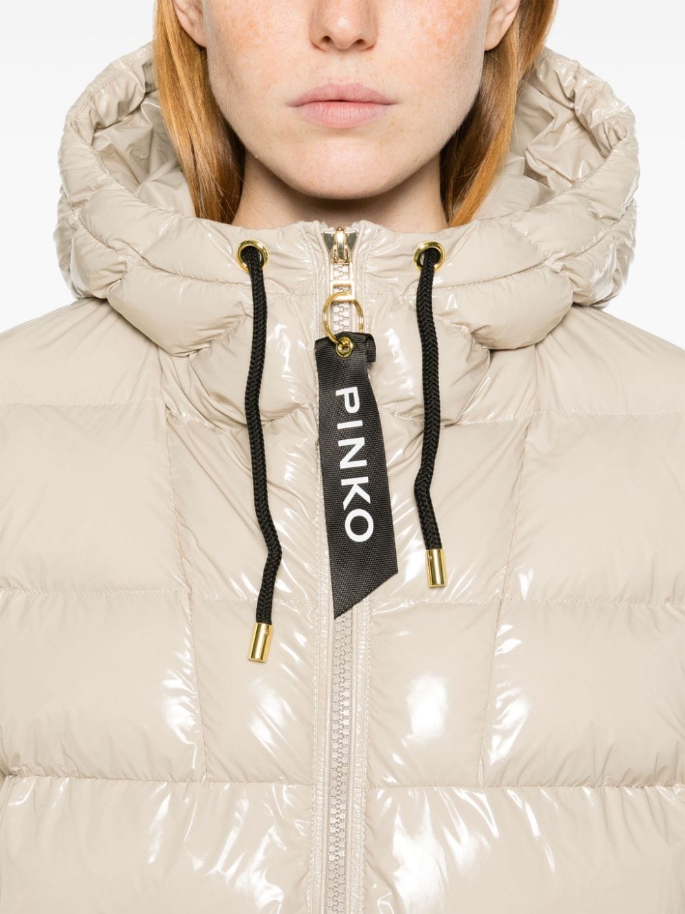 Shop Pinko Eleodoro Padded Jacket In Neutrals