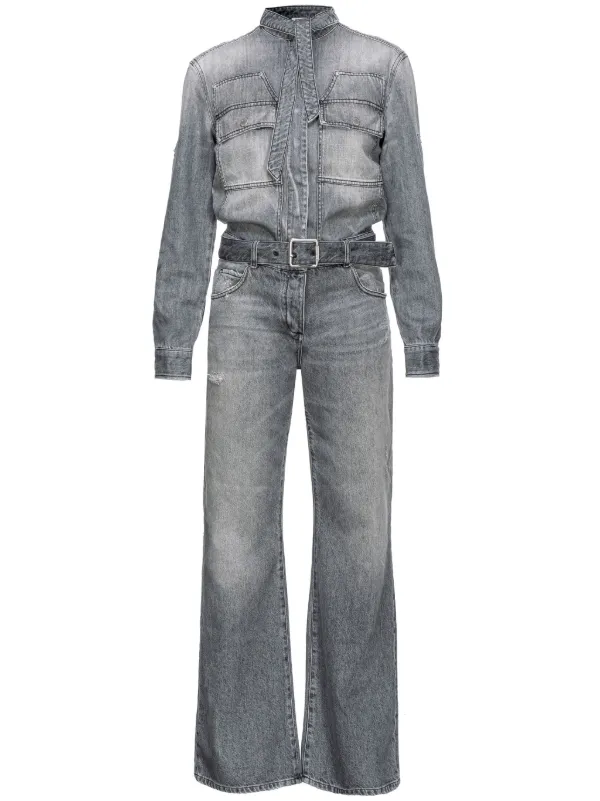 PINKO Bootcut Denim Jumpsuit Grey FARFETCH UK