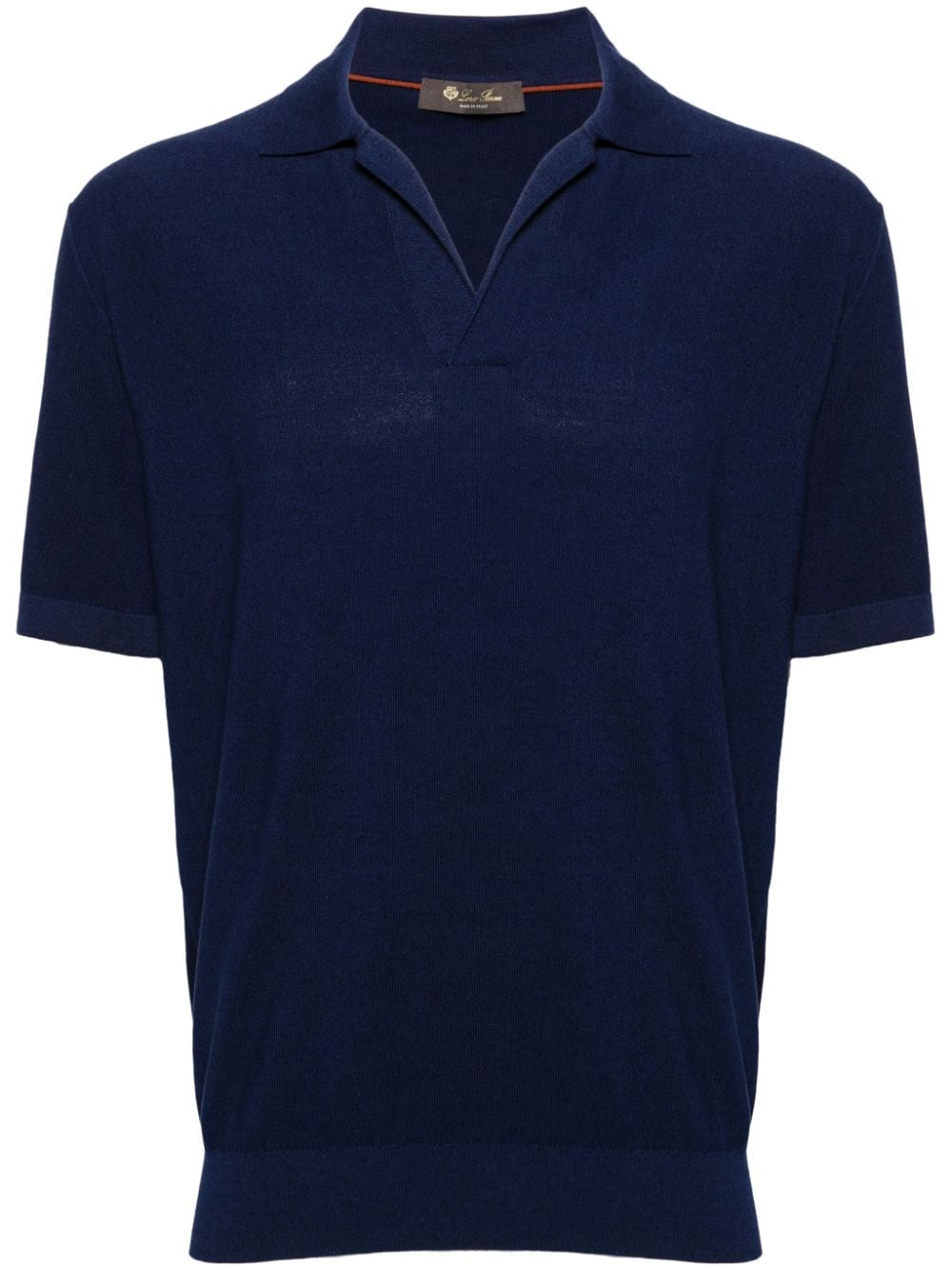 Loro Piana Buttonless Piqué Polo Shirt In Blue