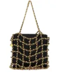 CHANEL Pre-Owned caged-chain silk clutch bag - Black