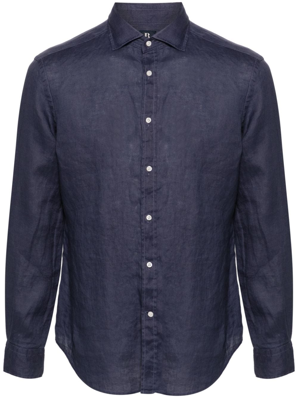 Boggi Milano Spread-collar Linen Shirt In Blue