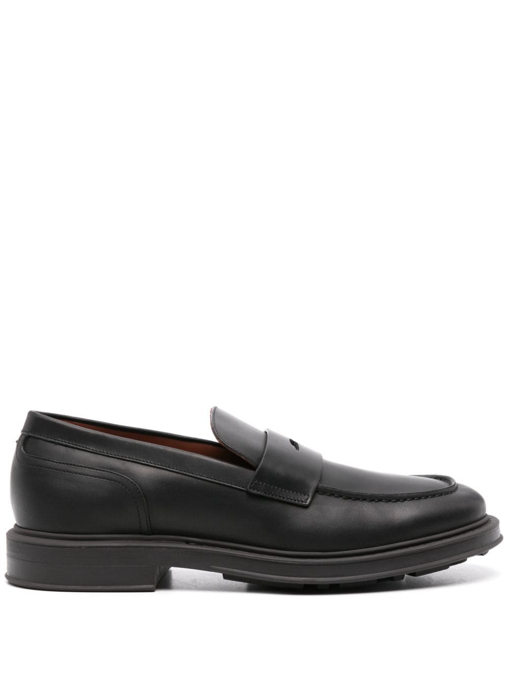 Loro Piana Travis Leather Penny Loafers In Black