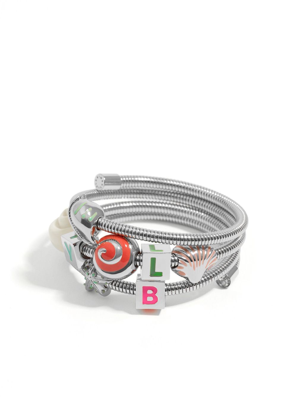 Bimba y Lola Armband verfraaid met schelpen en logo - Zilver