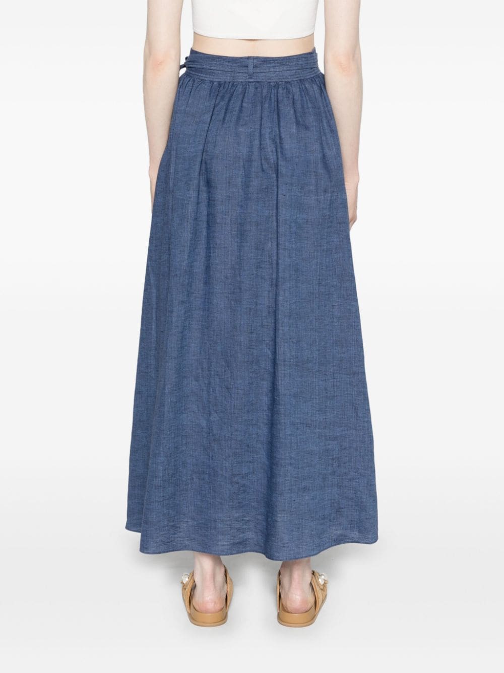 Shop Loro Piana Leah Wrap Midi Skirt In Blue