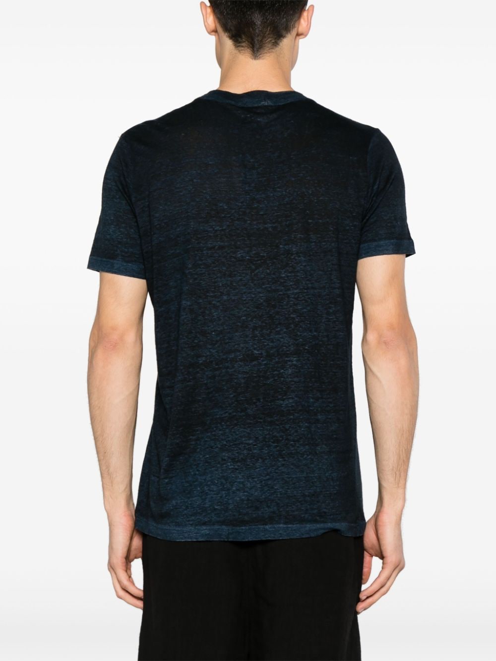 Shop Avant Toi Crew-neck Linen T-shirt In Blue