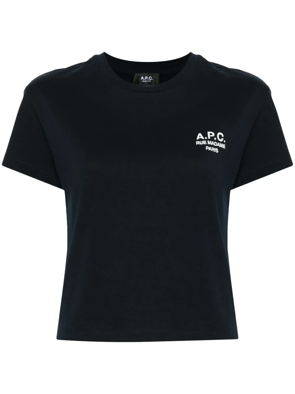 Shop Apc Logo-embroidered Cotton T-shirt In Blue