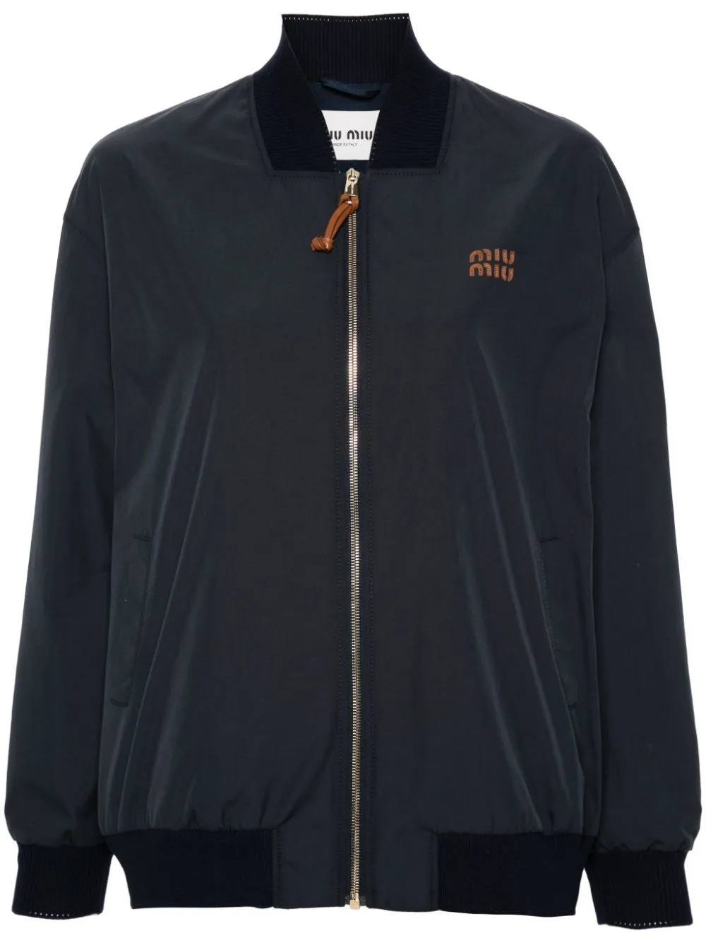 Miu Miu Bomberjacke Mit Logo-patches In Blue