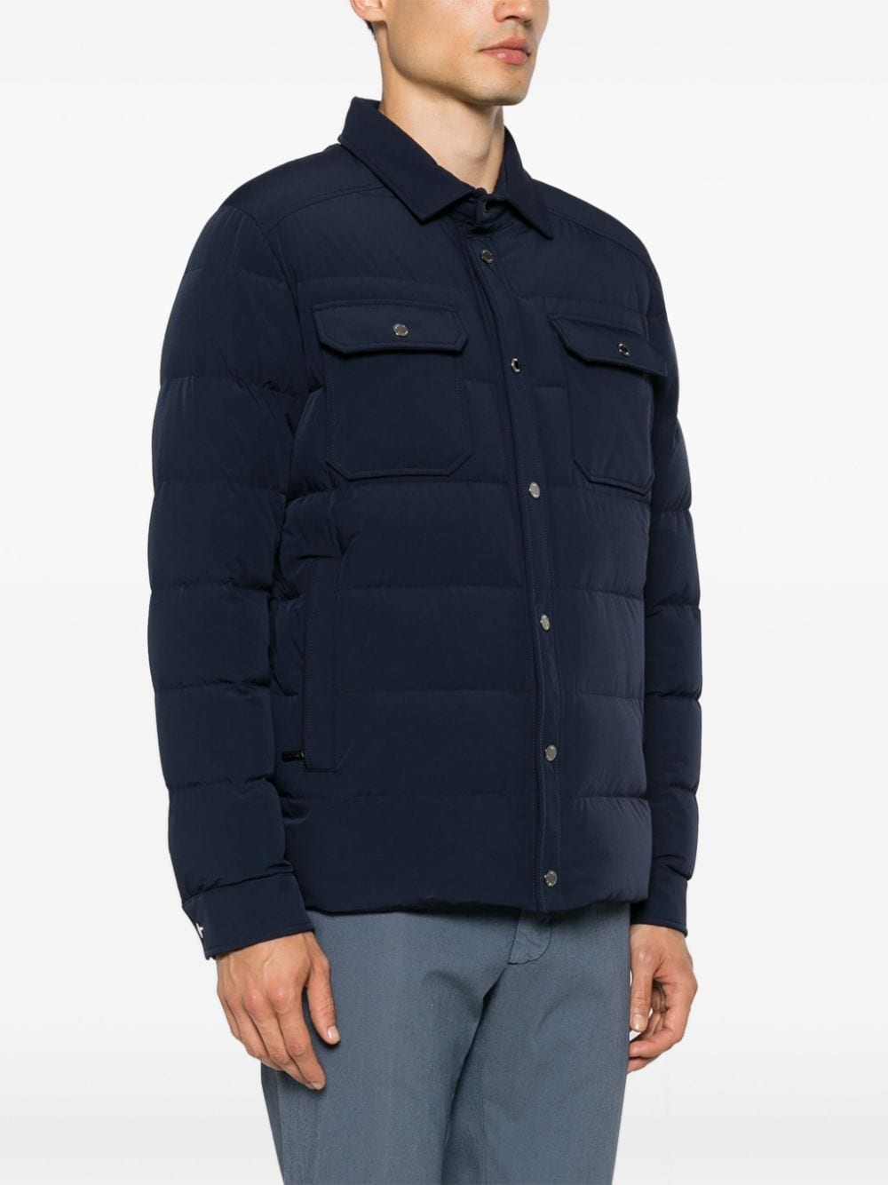 Shop Moorer Veton Padded Jacket In Blue