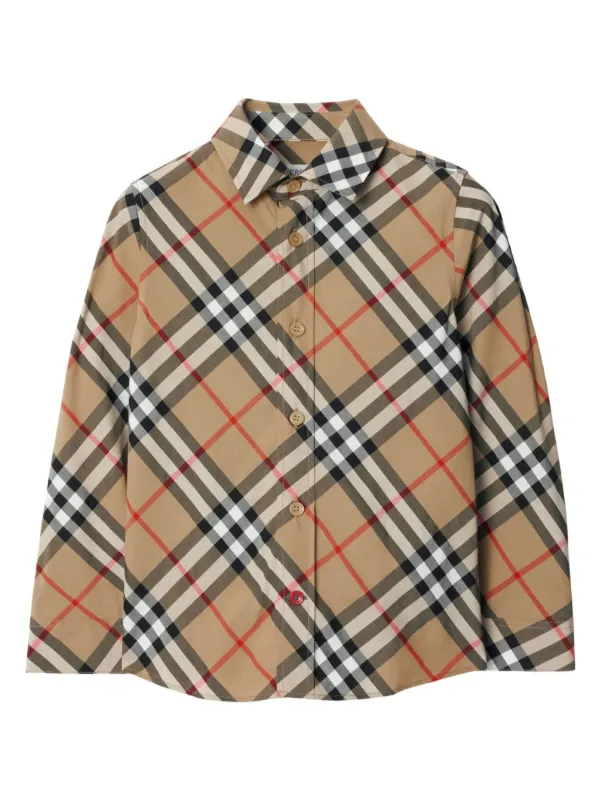 驚きの値段での商品をすべて Burberry Kids Brown | Shirt Cotton check-pattern Vintage トップス