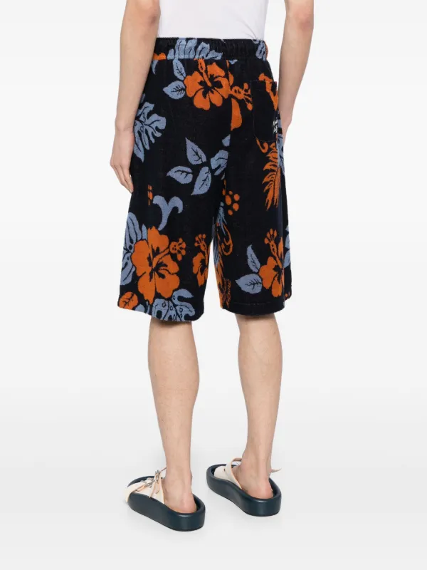 【送料&関税込】Maison KitsunAC Cotton Shorts Maison Kitsuné floral-print Cotton Shorts | Blue | FARFETCH