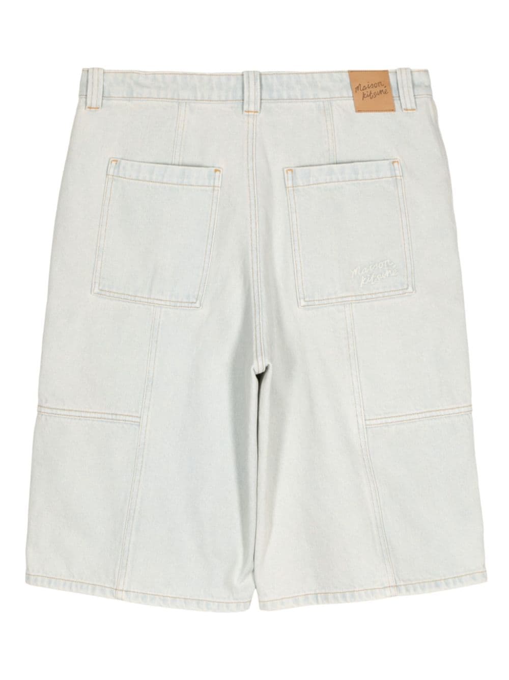 Shop Maison Kitsuné Knee-length Denim Bermuda Shorts In Blau