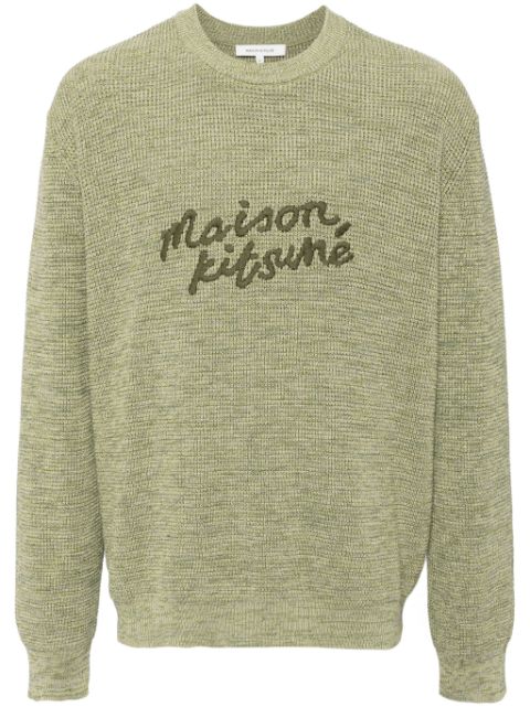 Maison Kitsune logo-embroidered cotton jumper Men