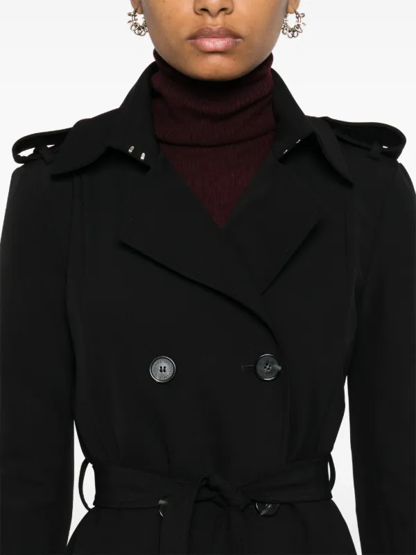 Patrizia Pepe double-breasted Trench Coat | Black | FARFETCH IN