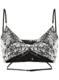 Patrizia Pepe sequin-embellished crop top - Silver