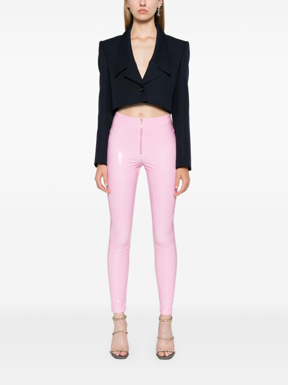 Patrizia Pepe Legging met gecoate afwerking - Roze