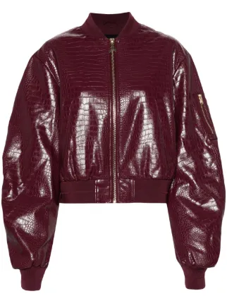 Patrizia Pepe Padded faux leather Bomber Jacket Red FARFETCH