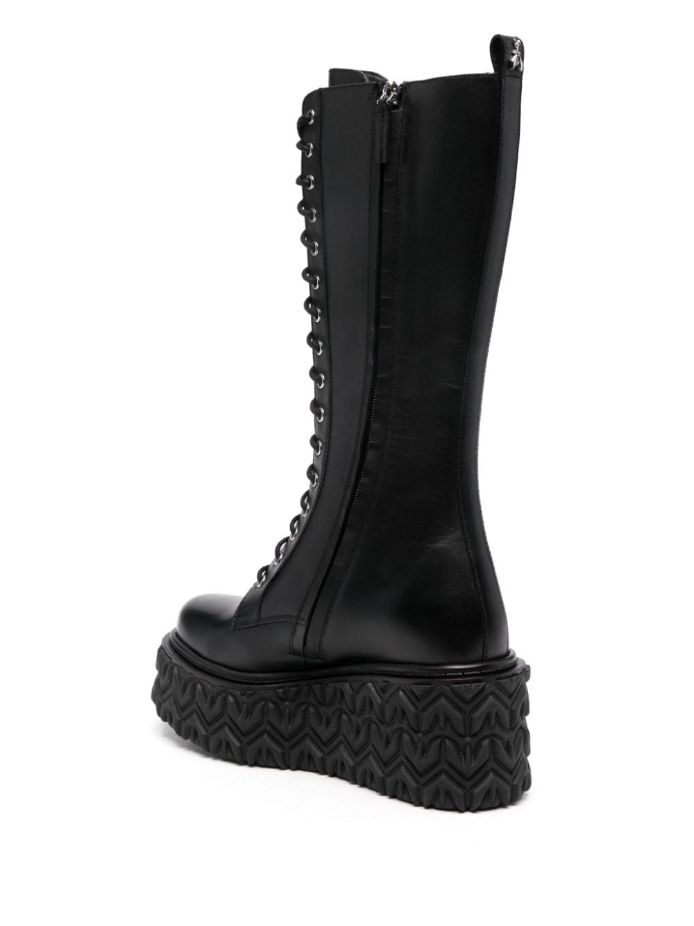 Shop Patrizia Pepe Fly-embossed Wedge Boots In Black