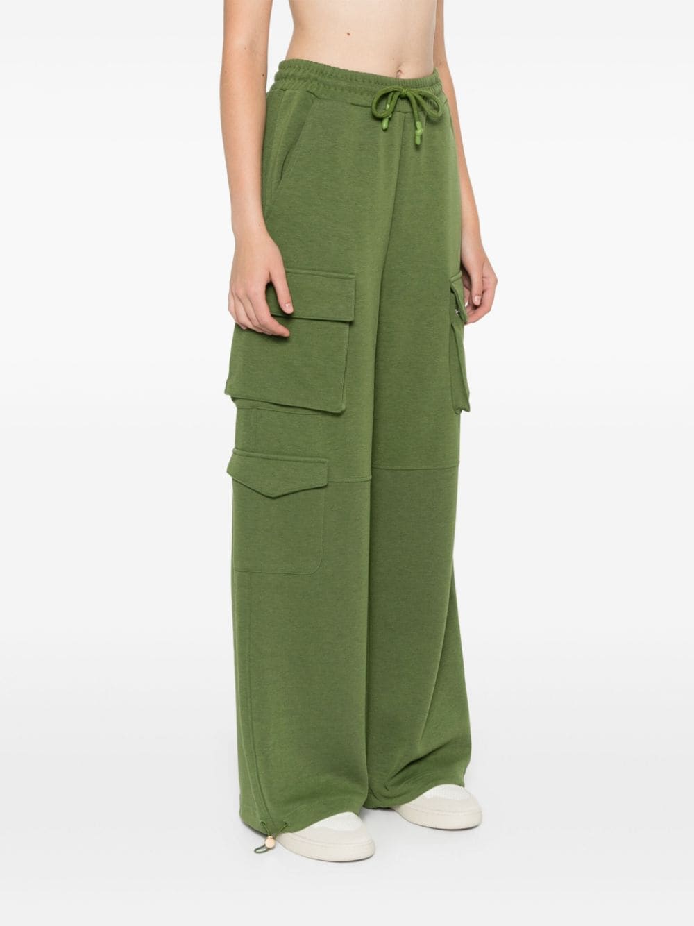 Shop Patrizia Pepe Drawstring-waist Cargo Track Pants In Green