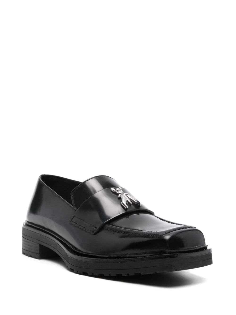 Patrizia Pepe Fly-plaque leather loafers Black