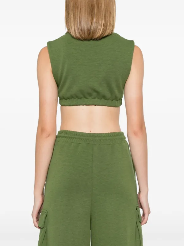 Patrizia Pepe Canotta Crop Verde FARFETCH IT