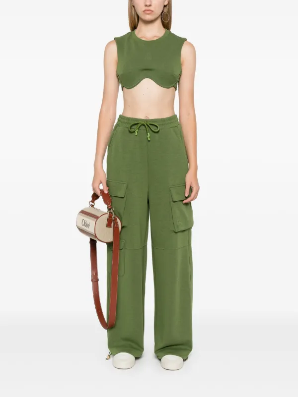 Patrizia Pepe Canotta Crop Verde FARFETCH IT