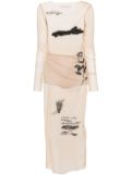 Patrizia Pepe embroidered tulle maxi dress - Neutrals