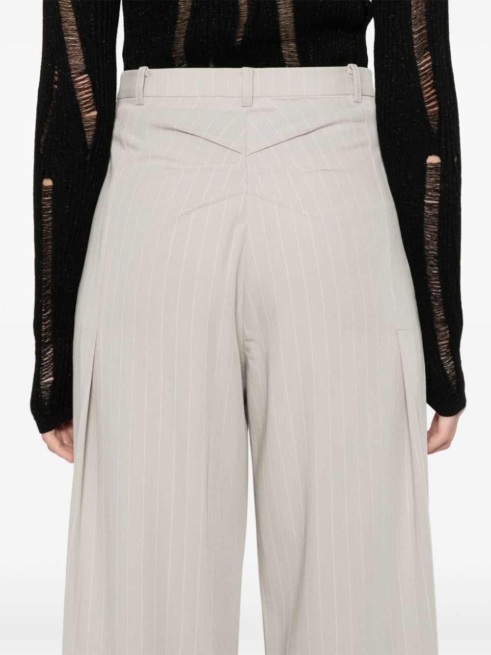 Shop Patrizia Pepe Pinstriped Tailored Trousers In Grey