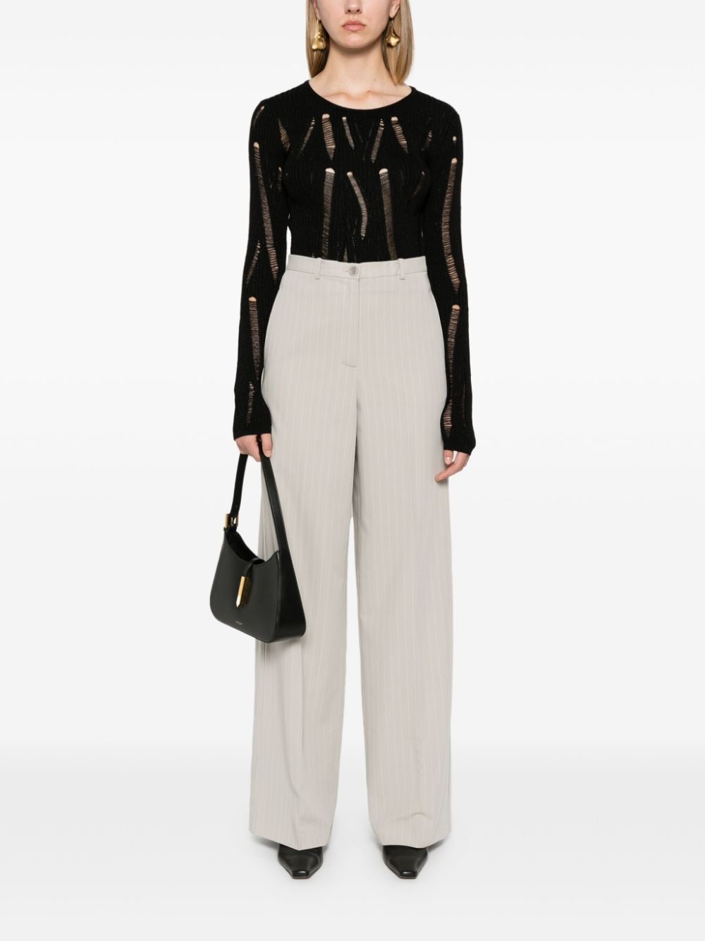 Shop Patrizia Pepe Pinstriped Tailored Trousers In Grey