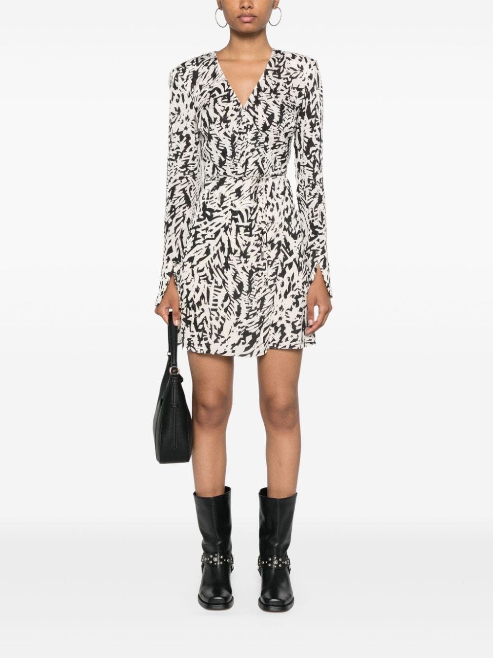 Shop Patrizia Pepe Abstract-print Mini Dress In Neutrals