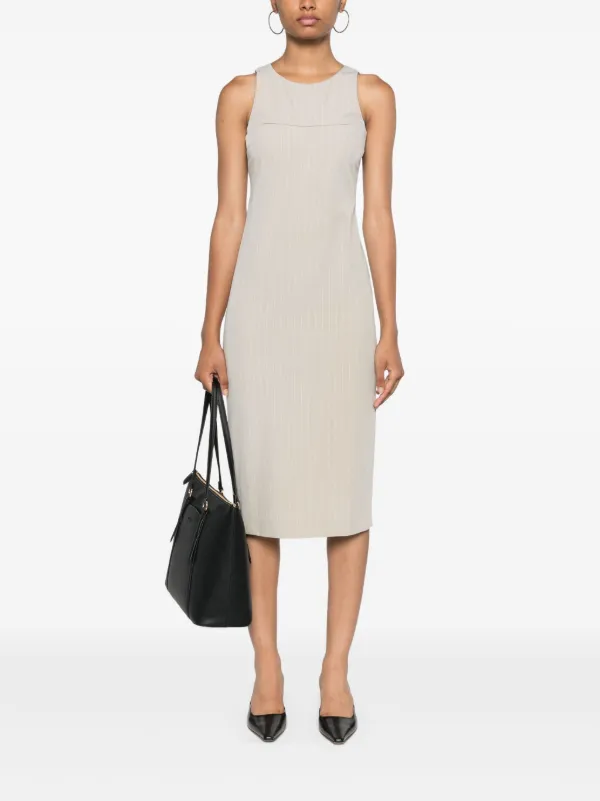 Patrizia Pepe pinstripe-pattern Midi Dress Grey FARFETCH IN