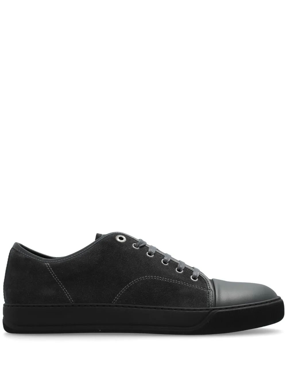 Lanvin Dbb1 Matte Cap Toe Low Top Sneaker In Burgundy Suede In Black