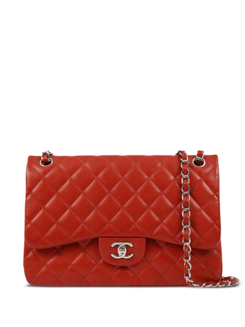 Pre-owned Chanel 2014 Classic Double Flap Shoulder Bag In Red