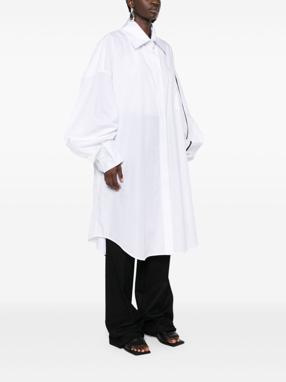 Shop Peter Do Oversized-collar Cotton Overshirt In White