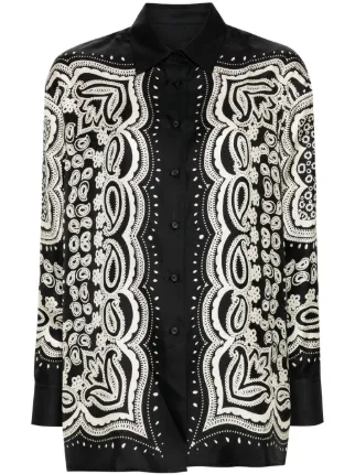 Nili Lotan Alfie bandana-print Silk Shirt | Black | FARFETCH Nili Lotan Alfie bandana-print Silk Shirt | Black | FARFETCH