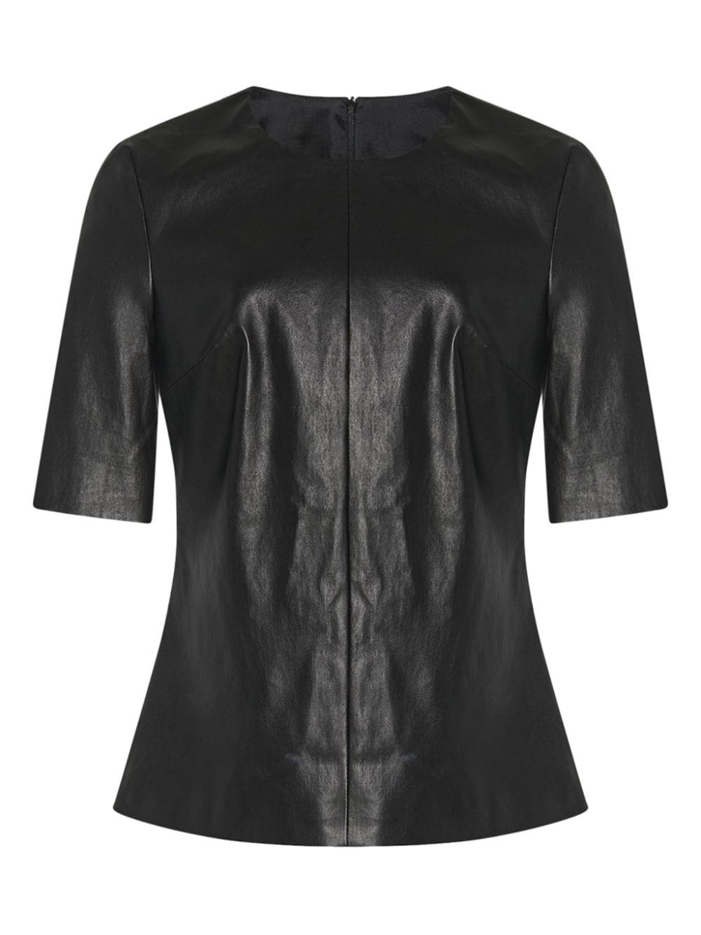 Rosetta Getty leather crew-neck T-shirt - Zwart