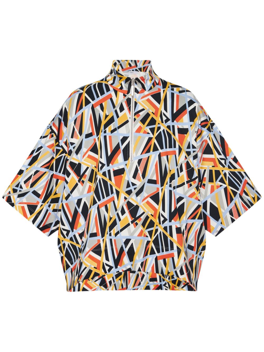 Rosetta Getty Abstract-print Mock-neck Polo Shirt In Multi