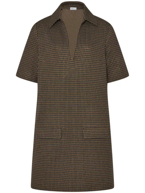 Rosetta Getty polo-collar houndstooth minidress