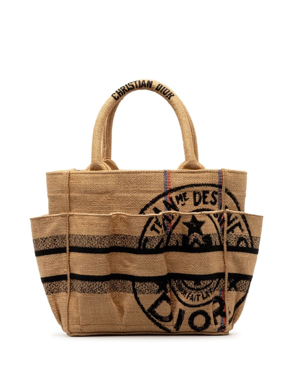 Pre-owned Dior 2022 Small Jute Catherine Tote Bag In Brown